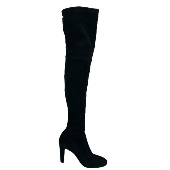 Stuart Weitzman Highland Black Suede Over the Knee Heeled Boots - Picture 3 of 12